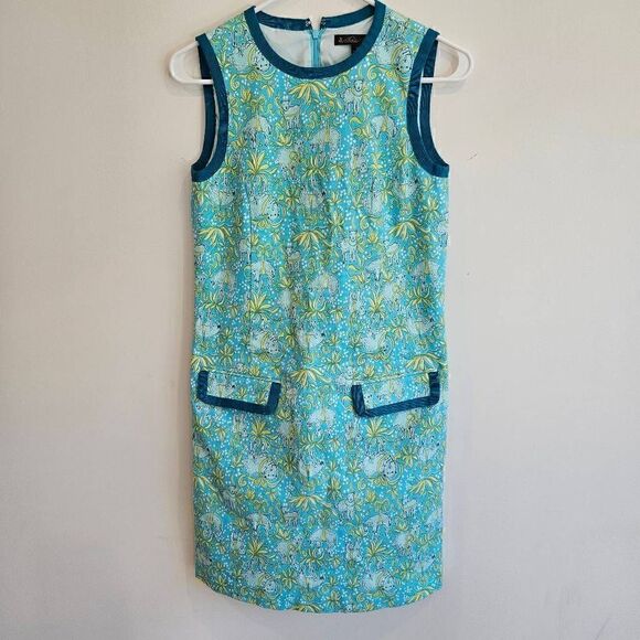 Brooks Brothers Cotton Vintage Lamb Print Shift Dress Size 0 - Picture 4 of 10